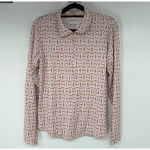 San Soleil Long Sleeve Quarter-Zip Golf Top Womens L Pink Printed UV50 Cooling